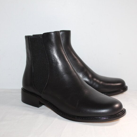 NWOB Marion Parke Ava Black Side Zip Flats Boots Booties Ankle 40 - Picture 1 of 6